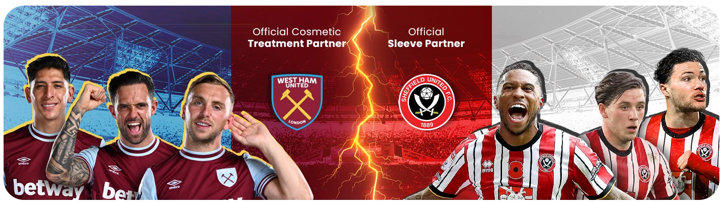 West Ham United and Sheffield united sponsored by DR CINIK Hospital